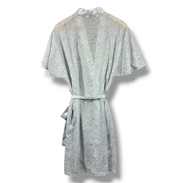 Vintage St Michael Floral Wrap Robe Short Sleeve Waist Belt Size 8/10 - Image 5