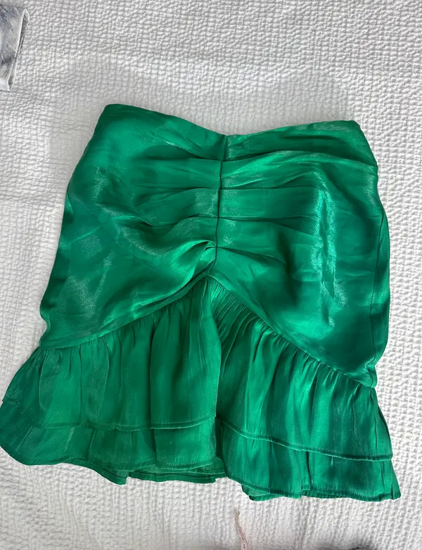 Lovers + Friends metallic emerald satin strapless top - Image 2