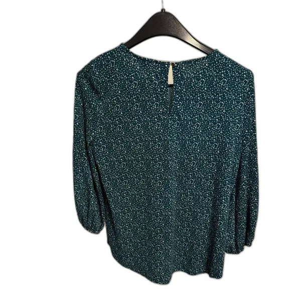 Adrianna Papell | 3/4 Sleeve Keyhole Blouse Green Print Size Small - Image 6