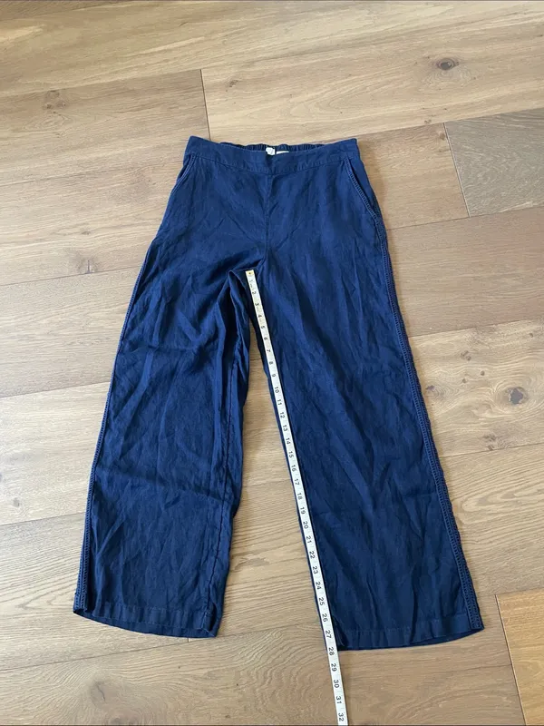 Joie Navy Blue Wide-Leg Pull-On Pants Size Medium 100% Linen - Image 5