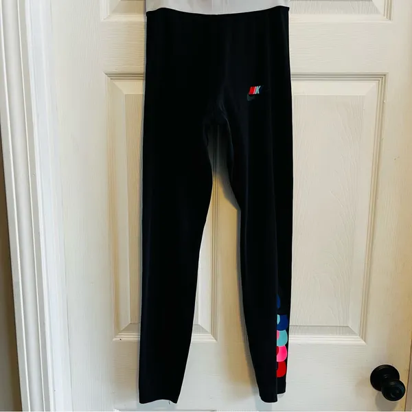 Nike Retro Women's Black Leggings with Colorful Accents Size Small - Image 3