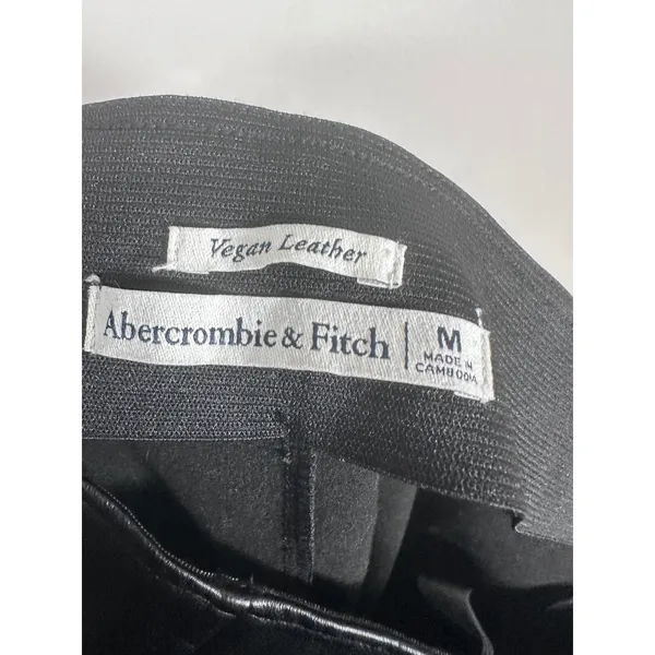 Abercrombie & Fitch Vegan Leather curve love Pants Women M Black Edgy Slit Hem - Image 6
