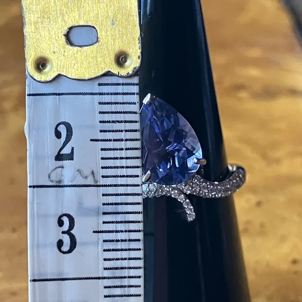 Natural Iolite Moissanite Sterling Silver Ring Size 6 - Image 9