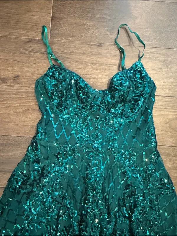 Lulu’s Sequin Spaghetti Strap Party Dress - Teal Green Size XS - C55-011 - Image 3