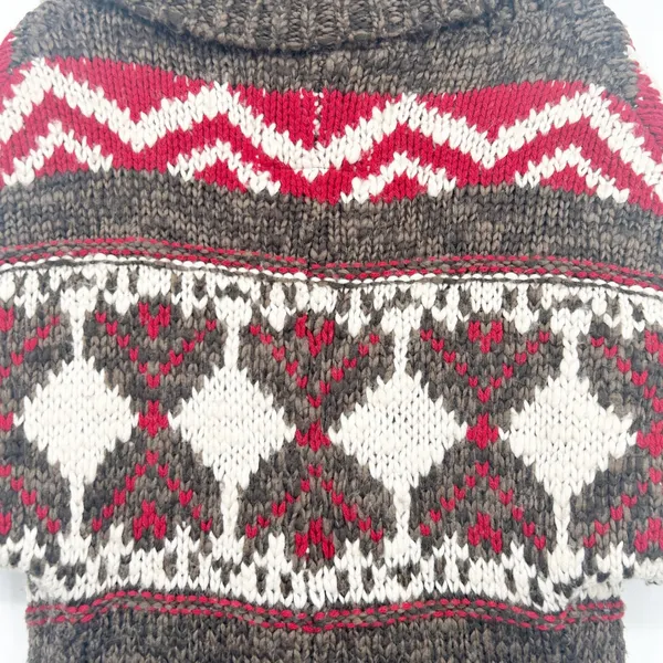 Abercrombie & Fitch Womens Brown Y2K Fair Isle Cabincore Chunky Knit Cardigan XS - Image 7