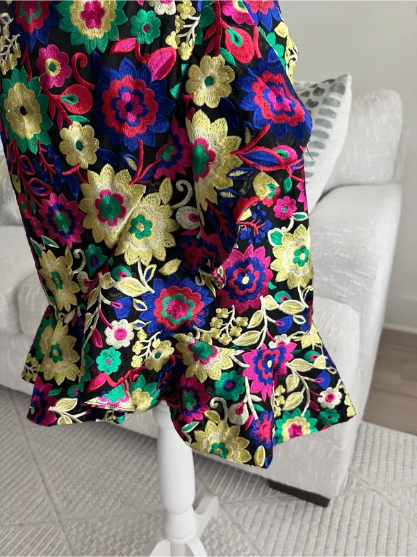 X By NBD Strapless Floral Embroidered Mini Dress in Navy, Pink And yellow Size M - Image 2