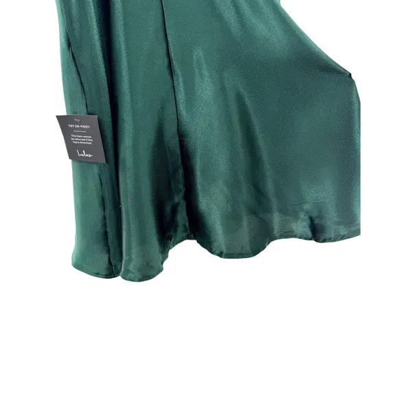 Lulus Going Glam Dark Green Sequin‎ Bustier Skater Dress Mini Party Medium Flaw - Image 4