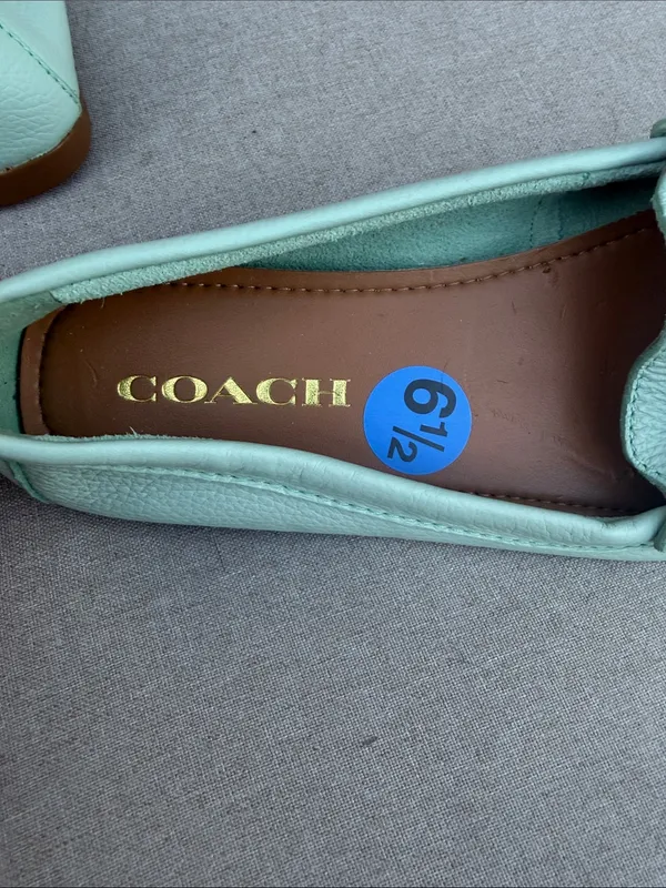 Coach Mint Green Leather Loafers size 6.5 NEW - Image 3