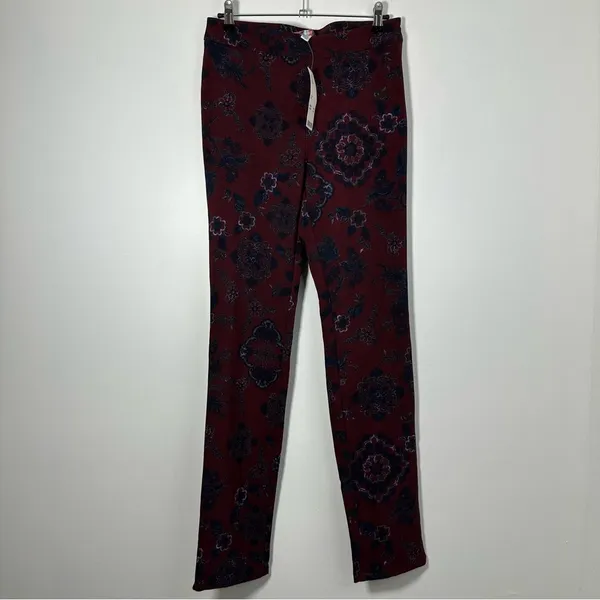 Urban Outfitters Women’s Burgundy Patterned Pull On Pants Size M NWT - Image 2