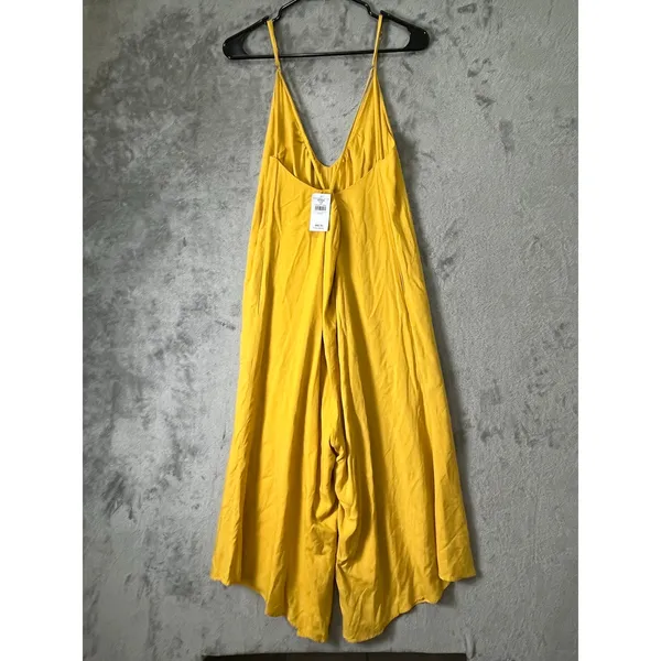 Daytrip BKE Flowy Wide Leg Cropped Jumpsuit‎ Yellow Boho Resortwear Medium New - Image 5