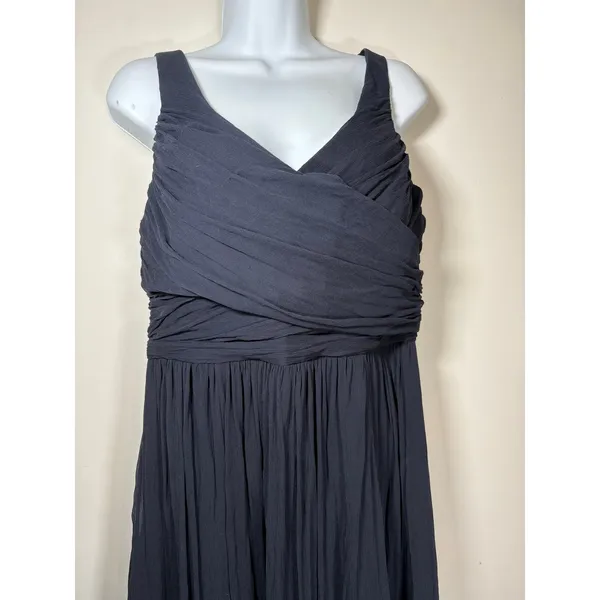 J.Crew Maxi Dress Navy Blue Ruched Crisscross V-Neck Gown Formal Wedding 14 - Image 2