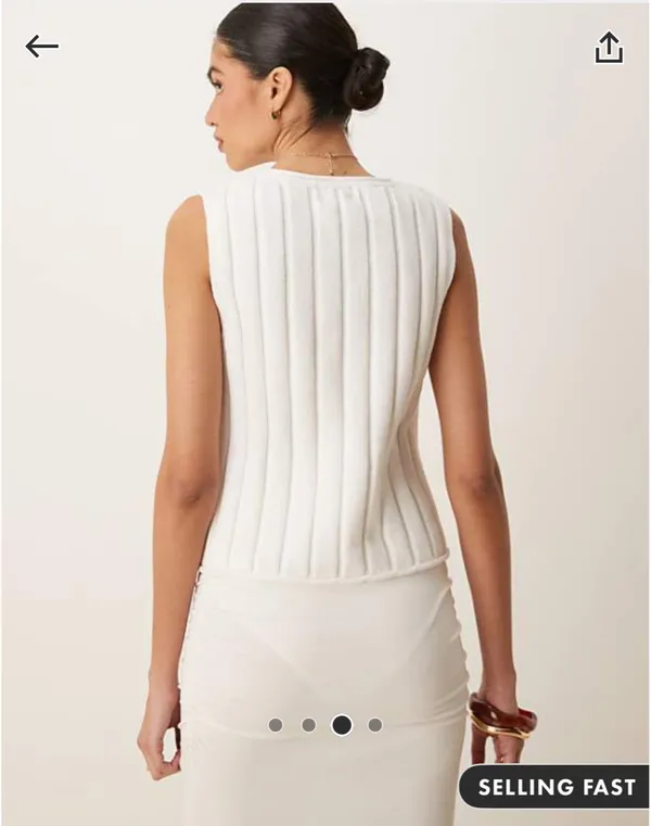 ASOS White Sleeveless Knit Top - Image 2