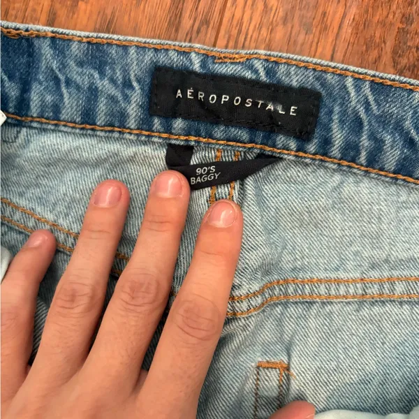 Aeropostale 90s baggy Button-Fly Light Blue Jeans - Image 5