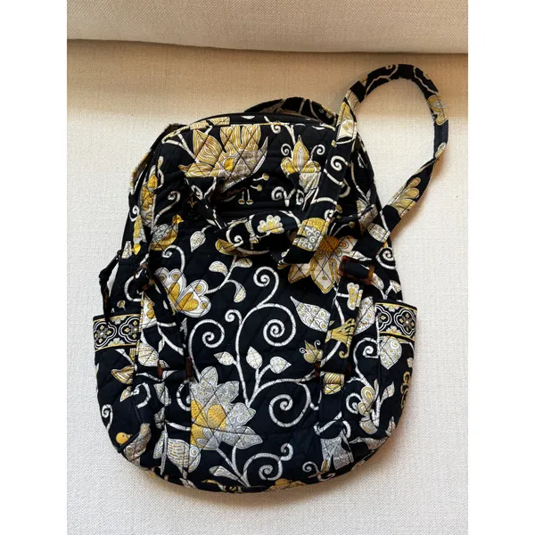 Y2K Vera Bradley‎ Backpack Yellow Bird Floral Retired Quilted Cotton Bag - Image 6