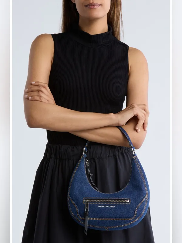 Marc Jacobs Dark Blue Denim Crescent Shoulder Bag - Image 14