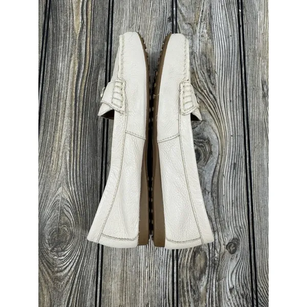 COACH Driving Loafers Fredrica Pebbled Leather Ivory Flats Slip On Womens 8B - Image 3