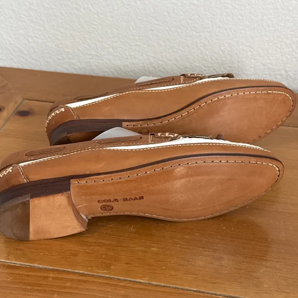 Cole Haan Country Loafers Brown/White Leather Tassel Kiltie Moc Toe Shoes Sz 7.5 - Image 8