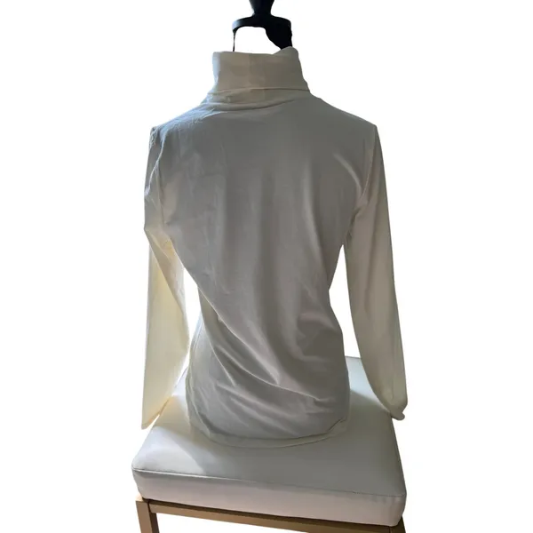 Talbots Petite Turtleneck Tee Small Petite Ivory White Cotton Stretch Long - Image 5