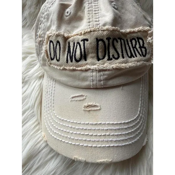 Beige Distressed 'Do Not Disturb' Baseball Cap [COPY] Black - Image 3