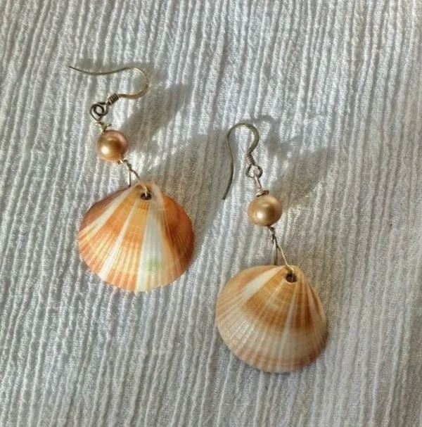Clam Seashell Dangle Earrings Vintage“Perpetua” Gold Brass Beachy Mermaidcore Jewelry - Image 7