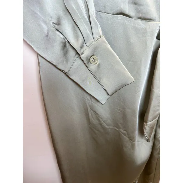 Jason Wu Wrap Dress Womens XS Sage Green Satin Long Sleeve Midi WT4255-300-EPA - Image 6