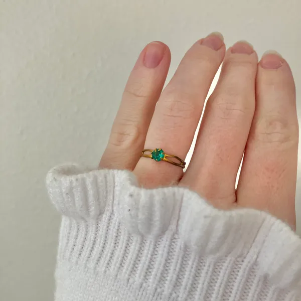 Petite Adjustable Birthstone Fashion Ring “Blessing” Green Emerald Forest Round Jewelry - Image 14