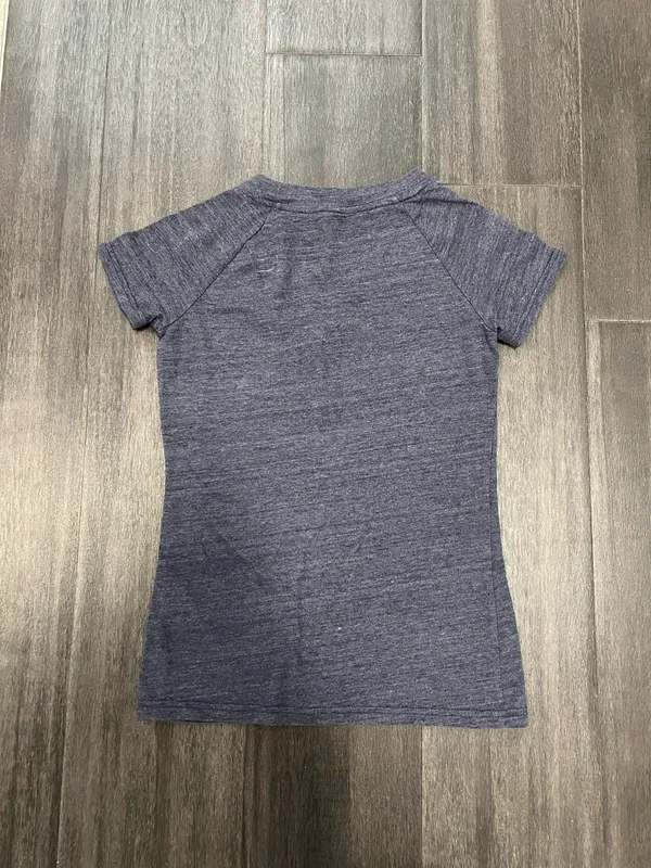 Soft heathered navy V-neck tee. Front Denver Broncos logo in white and orange. Lightweight, casual team tee. Great for everyday wear. Reebok size small - Image 3