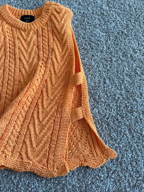 VICI Orange Cable-Knit Sleeveless Tank - Image 3