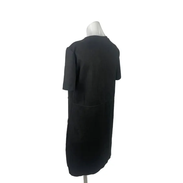 Zara Black Faux Suede Round Neck Short Sleeve Casual Mini T-Shirt Dress Size M - Image 8