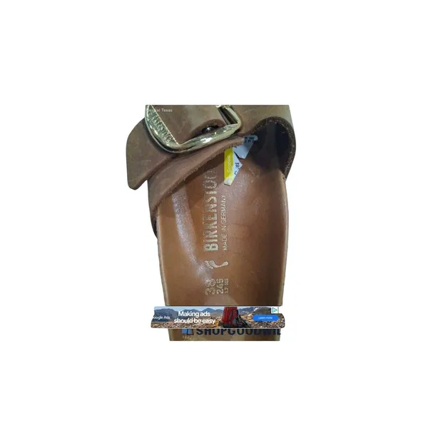 Birkenstock Arizona Big Buckle Sandals EU 38 US 7-7.5 Brown Leather Gold slide - Image 8