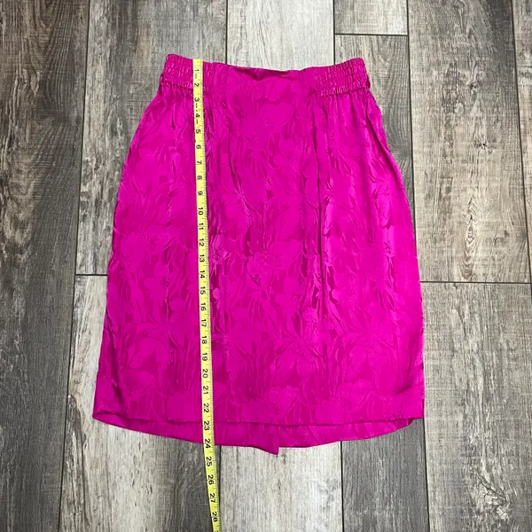 Adrianna Papell Fuchsia Pink Silk Skirt With Floral Design Size 8 - Image 4