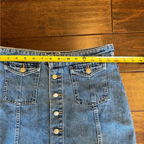 ZARA TRF Button-Front Raw‎ Edge Denim Skirt large size 30 - Image 7