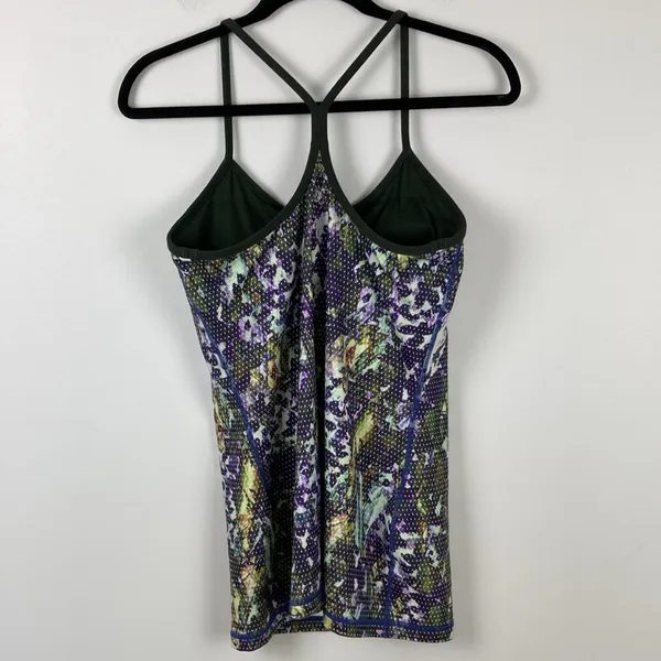 Lululemon Power Y Tank Top Luon Floral Sport Multi Gator Green Women’s Size 10 - Image 5