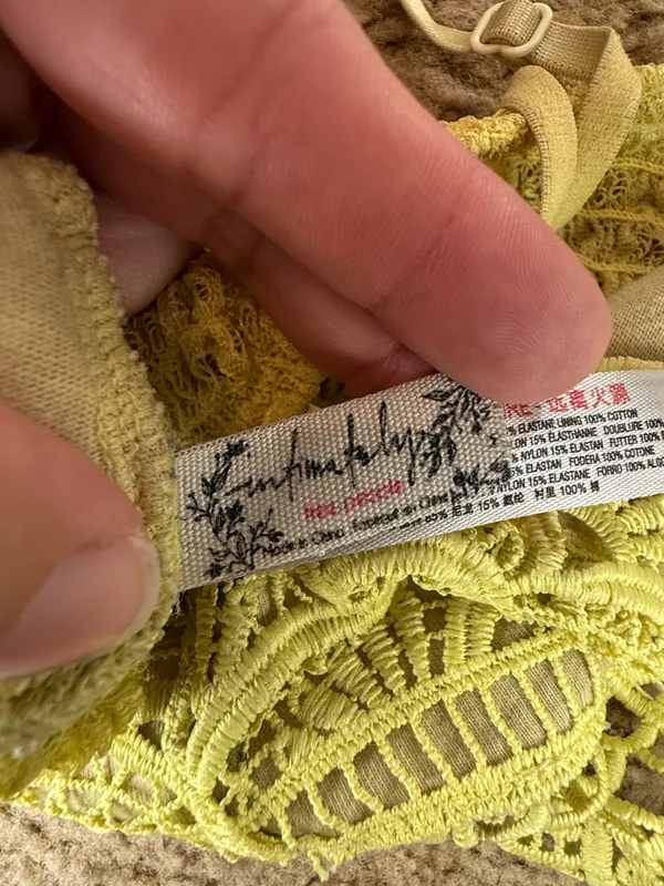 Free People Yellow Crochet Lace Bralette Crop Top Size Medium - Image 3