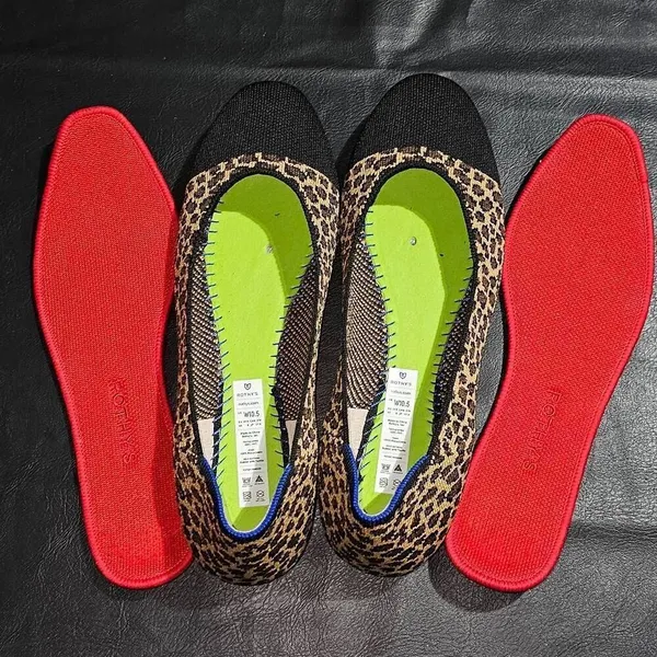 Rothy's Womens Little Cat Square Toe Leopard Print Flats Shoes‎ 10.5 - Image 6