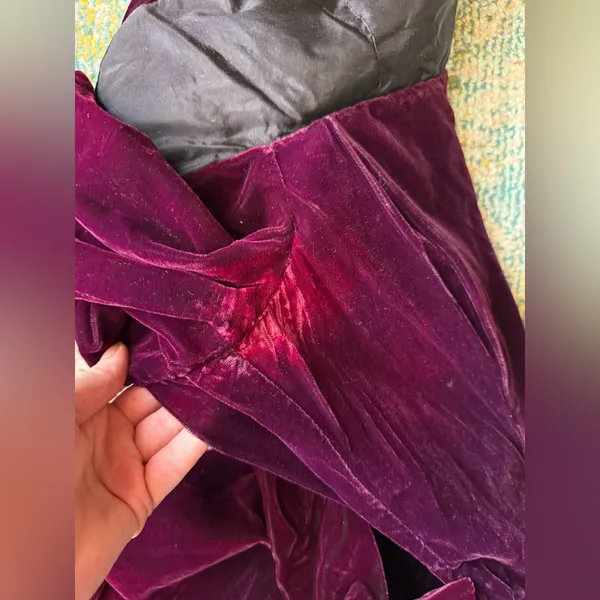 Vintage Rampage purple velvet off the shoulder maxi column dress, size 7/8 - Image 15