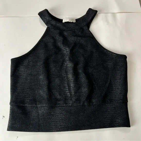 A'Gaci Black Embossed Snakeskin Halter Crop Top Y2K Clubwear S - Image 4