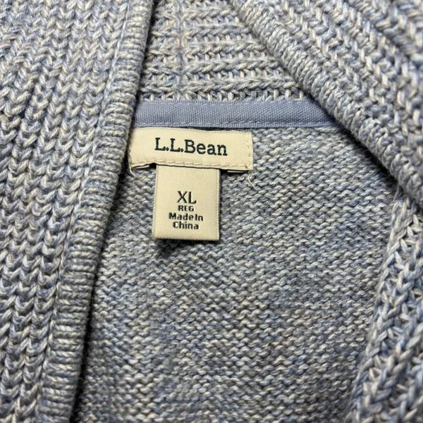LL Bean Womens XL Light Blue 100% Cotton Open Front Ribbed‎ Cardigan Cottagecore - Image 2