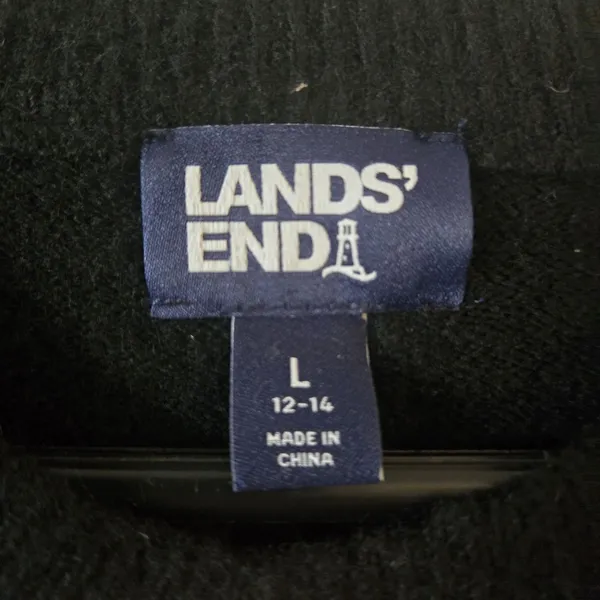 Lands’ End Sweater Dress Women L 12-14 Black Long Sleeve Crew Neck Midi NWOT - Image 3