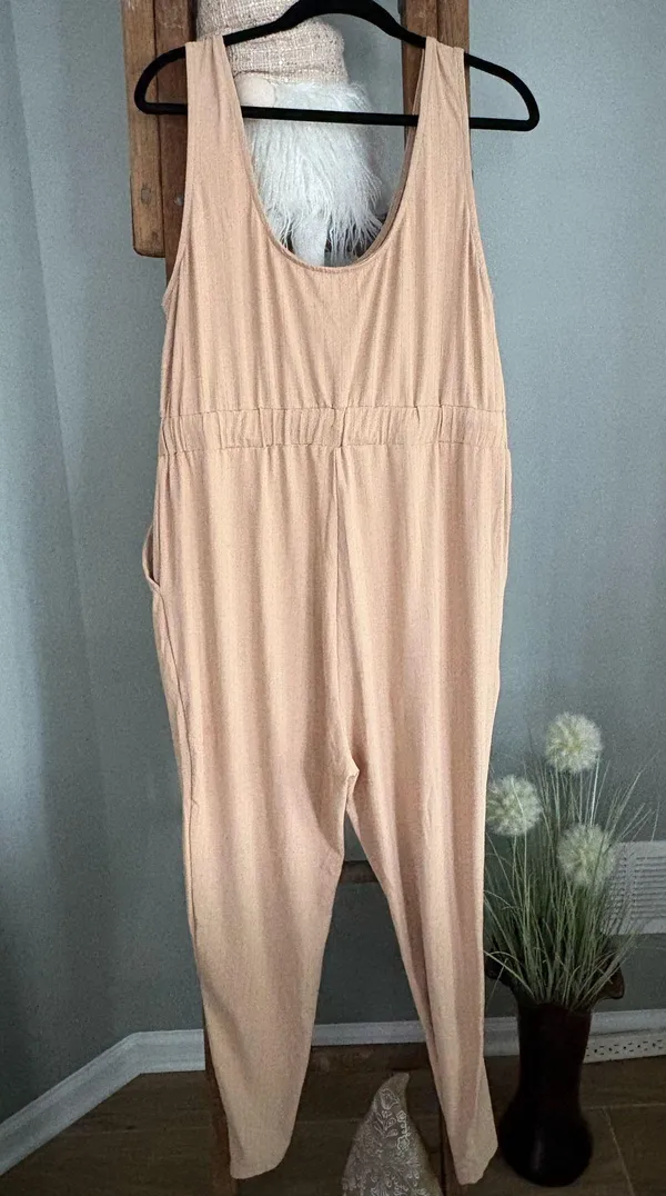 Light tan size XL elastic waist jumpsuit - Image 4