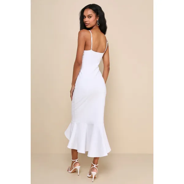 NWOT Lulus Stun Like Me White Bodycon Trumpet Hem Midi Dress Gala Banquet Sz XS - Image 3
