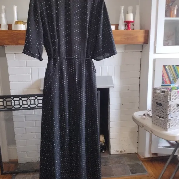 Lulu’s Farah Black Polka Dot Flutter Sleeve Midi Wrap Dress - Image 7