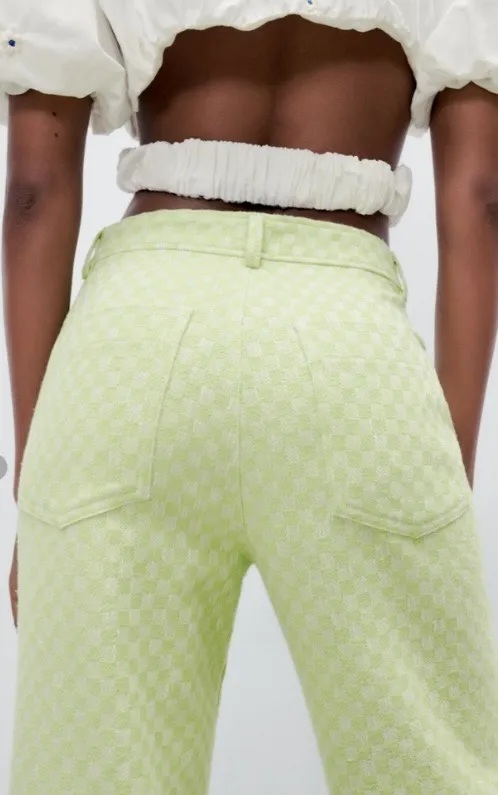 ZARA // GINGHAM STRAIGHT LEG PANTS - Image 4