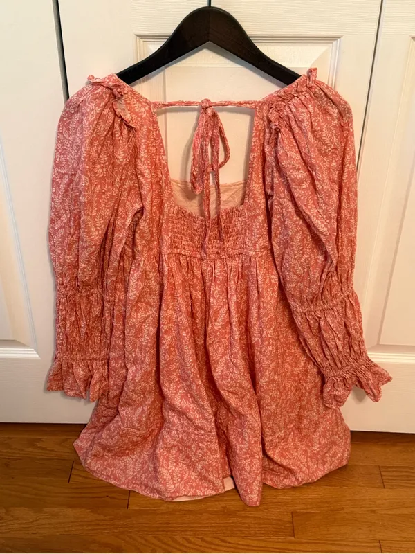 Anthropologie Pilcro Square Neck Babydoll Mini Dress in Pink Floral - Image 4