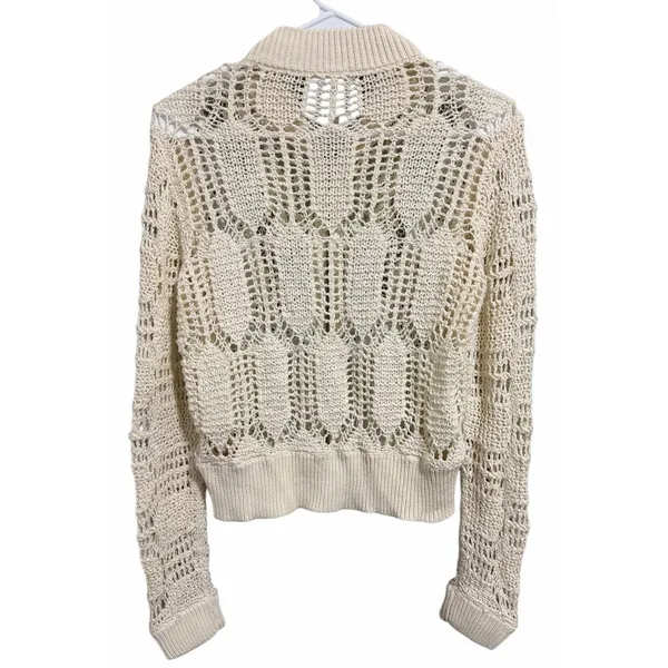Free People‎ Sun Storm Bomber Jacket Ivory Women's Size Small - Image 2