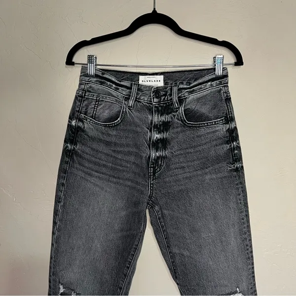 Slvrlake London High Rise‎ Straight Moonlight Destructed Black Acid Washed Jeans - Image 3