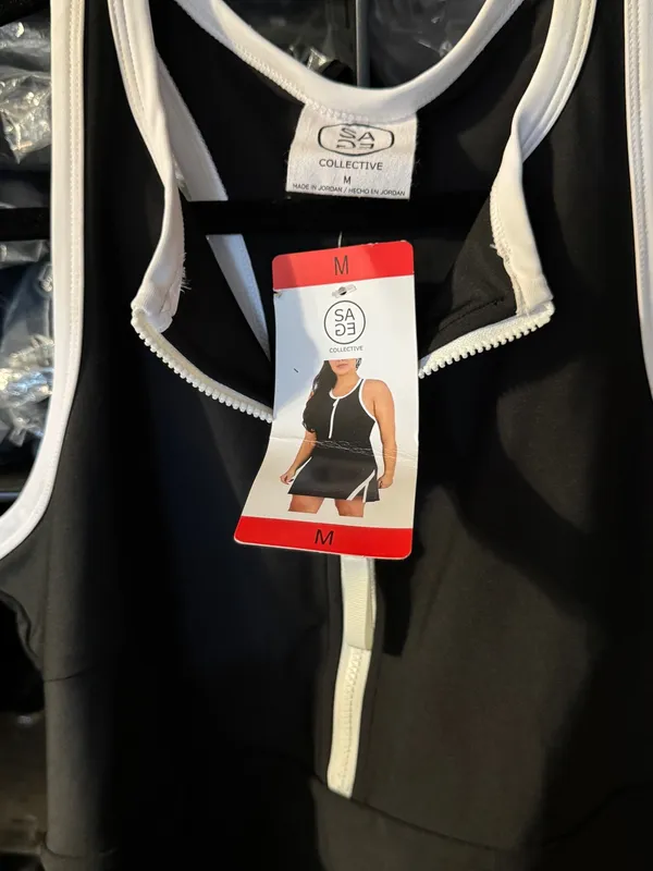 SA-E3 Collective Black Racerback Tank Dress with White Trim - Image 7