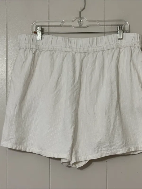 Maeve Anthropologie Linen Blend Pull-On Shorts White XL Drawstring Pockets - Image 4