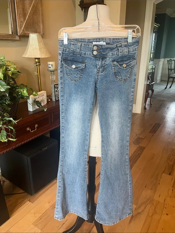 Thats So Fetch Low Rise Boot Cut Flare Jeans Blue Size undefined - Image 2
