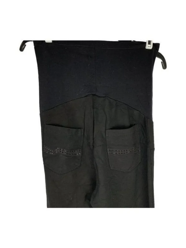Bella Vida Maternity Black Stretch Skinny Pants Small Rhinestone Pocket Detail - Image 3
